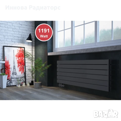 Хоризонтален панелен радиатор 450x1200 мм | Дизайнерски | Двупластов | Антрацит, снимка 1