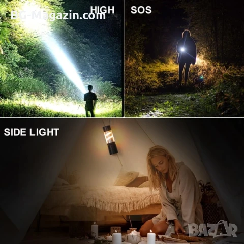 Силен акумулаторен фенер LED къмпинг осветление лампа 300 лумена USB за риболов палатка аварии мощен, снимка 8 - Къмпинг осветление - 51016922