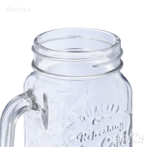 4593 Бурканче за коктейли с цветна капачка и сламка, 450 мл, снимка 8 - Чаши - 44790720