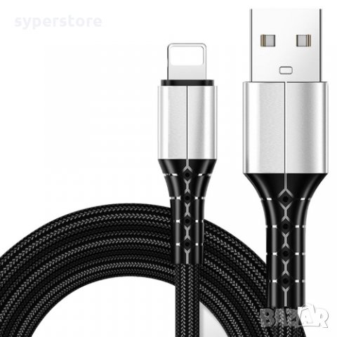 Кабел USB2.0 към Lighting 1m Черна Оплетка 2А VCom SS001362 Cable USB-Lighting M/M