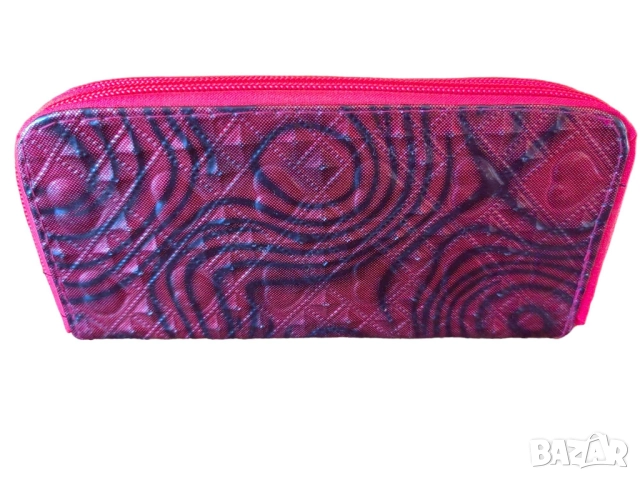 Дамски овален несесер с цип, 2 отделения, 19х9х3 см, Тъмночервен