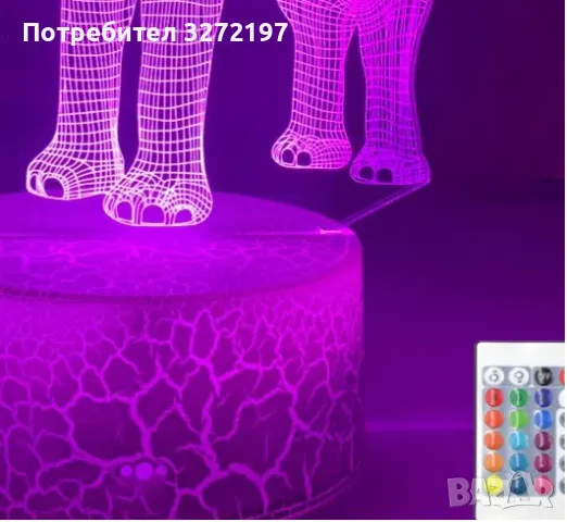 Холограмна 3D LED лампа Слон-дистанционно управление 16 цвята+други режими на управление, снимка 9 - Настолни лампи - 49504588