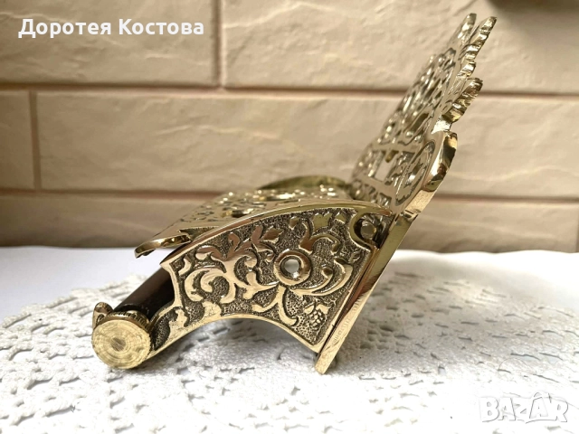 Красива месингова поставка за тоалетна хартия от Англия, снимка 5 - Антикварни и старинни предмети - 52575094