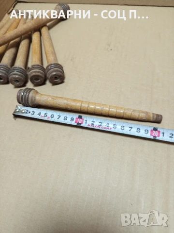 Комплект Соц Стари Дървени Пера Шпиндели Бобини 9бр., снимка 8 - Антикварни и старинни предмети - 50553921
