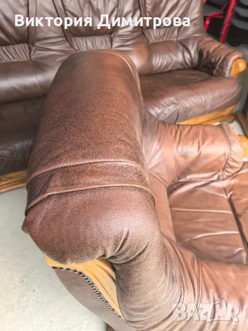 Комплект: Триместен диван + 2 фотьойла , снимка 9 - Дивани и мека мебел - 49691067
