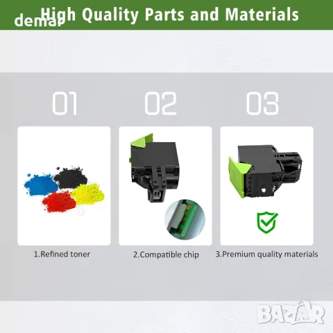 Тонер касети 4 цвята Комплект CS421 CS521 CS622 CX421 CX522 CX622 CX625 Стандартен капацитет Lexmark, снимка 4 - Консумативи за принтери - 48237319