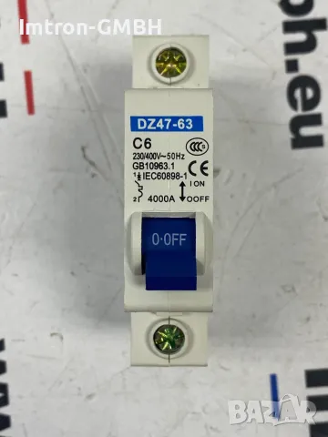 Автоматичен предпазител с номинален ток през контактите 6 A, работно напрежение 230 VAC / 400 VAC