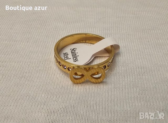 Дамски пръстен от медицинска стомана с камъни цирконии Безкрайност, снимка 1 - Пръстени - 44545399