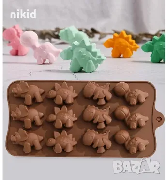 динозавърчета динозаври динозавър силиконов молд форма за желирани шоколадови бонбони фондан гипс