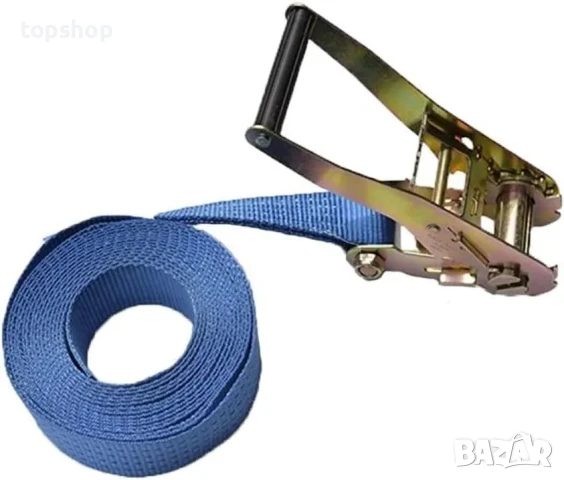Колан за пристягане на товари от полиестер 5м - 5т сини, КОЛАН ЗА БАГАЖ С ТРЕСЧОТКА UNITEC