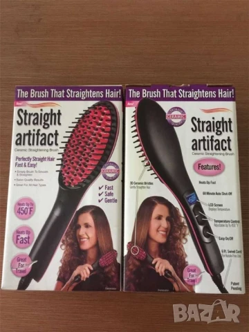 Четка за изправяне и изсушаване с LCD дисплей и 3D керамични цилиндри