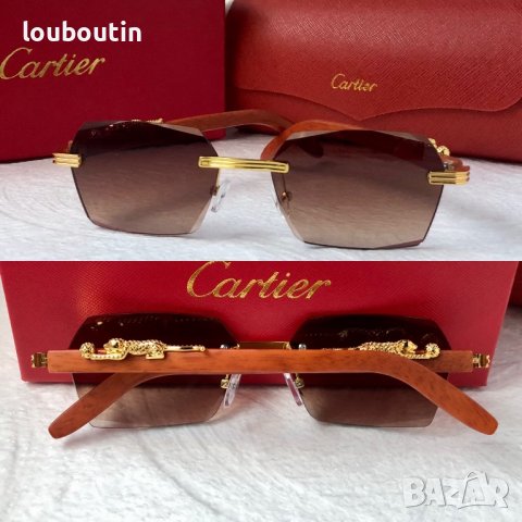 Cartier висок клас слънчеви очила Мъжки Дамски слънчеви с дървени дръжки, снимка 2 - Слънчеви и диоптрични очила - 41976052