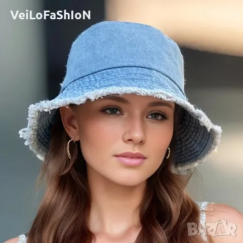 Нова дамска дънкова шапка идиотка - рибарска шапка, снимка 1