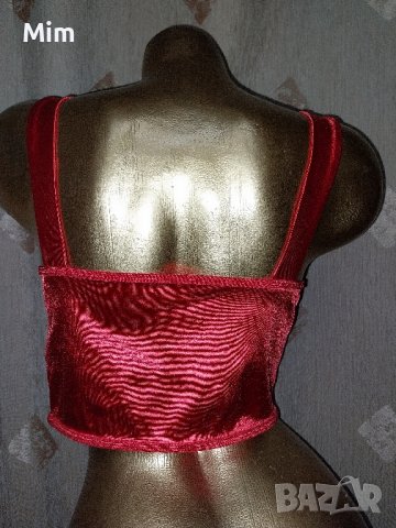  L Червен сатенен,еластичен , къс топ /бюстие/, снимка 3 - Корсети, бюстиета, топове - 42632980
