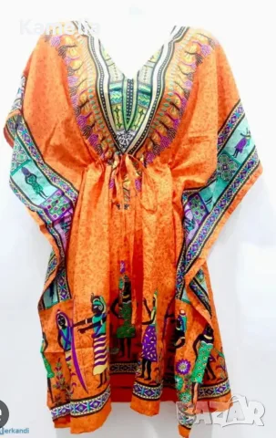 Плажен кафтан, туника с африкански мотиви, L, XL, XXL размер , снимка 3 - Туники - 56162415