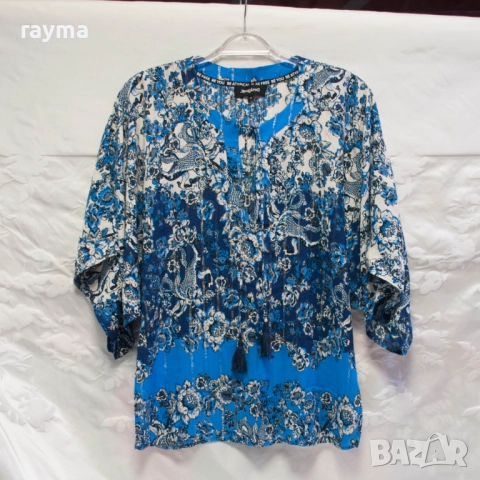 Desigual дамска блуза флорален принт вискоза с ламе, снимка 3 - Туники - 51730416