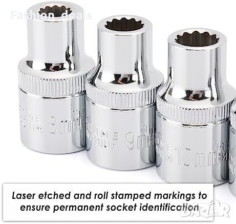 Нов 1/2-инчов комплект гаечни ключове 21бр. Стомана Многозъбни Автомобилни гайки , снимка 5 - Други стоки за дома - 41766646