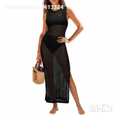 Дълга плетена плажна туника – Семпла елегантност и комфорт за летните дни, снимка 3 - Туники - 49977832