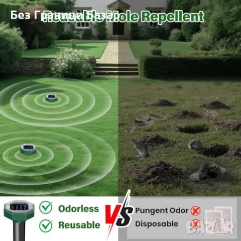 Нови 2 броя Репелер за градина – ултразвук и вибрации против вредители, снимка 4 - Други стоки за дома - 51596363