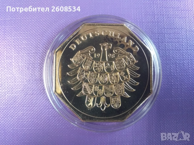 ПЛАКЕТ (МЕДАЛ) "50 ГОДИНИ ГЕРМАНСКА МАРКА", снимка 2 - Нумизматика и бонистика - 51692914