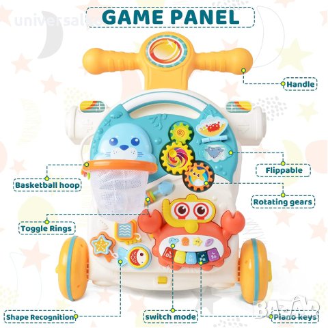 Проходилка уокър, масичка, тротинетка, ride-on количка 4в1, снимка 4 - Проходилки - 41245543