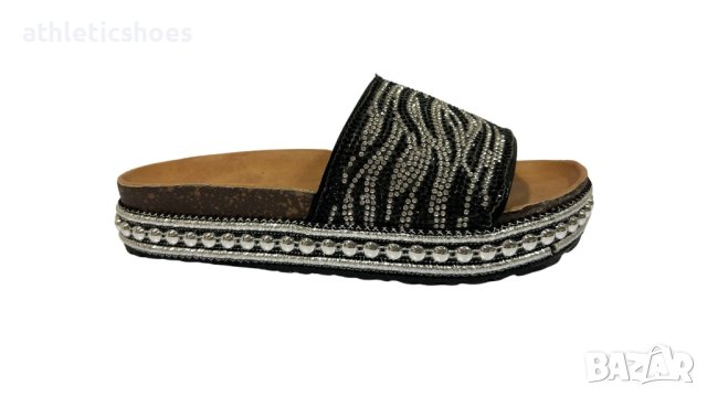 Дамски чехли цяло парче с камъни, снимка 2 - Чехли - 41058775