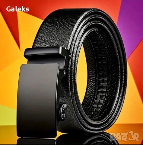 Мъжки модерни кожени колани от гланцова кожа с две катарами /В тъмната гама!