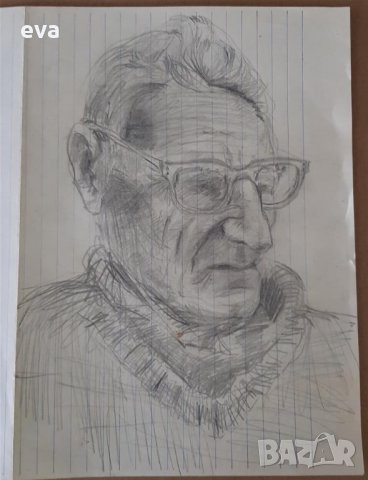 Картина Портрет на Йордан Радичков 80те години 1, снимка 2 - Картини - 34134576