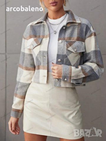 Дамско вълнено късо палто, 5цвята, снимка 6 - Якета - 39977405