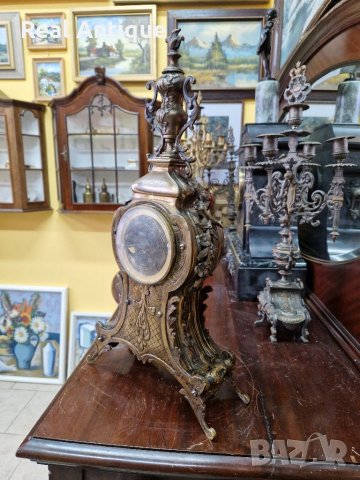 Красив голям антикварен френски бронзов каминен часовник , снимка 9 - Антикварни и старинни предмети - 39965563