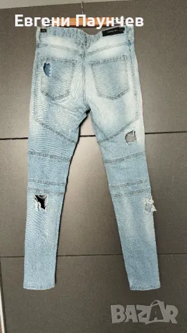 Represent мъжки skinny накъсани дънки размер 30сини , снимка 2 - Дънки - 49659025