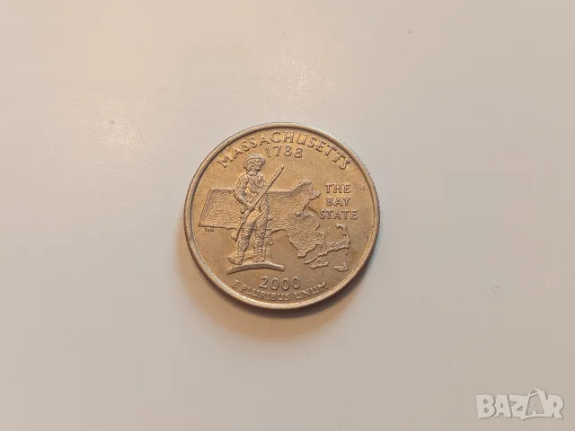 Монета 2000 Съединени Щати Washington Quarter - 25 Cents (The Bay State, MASSACHUSETTS) 