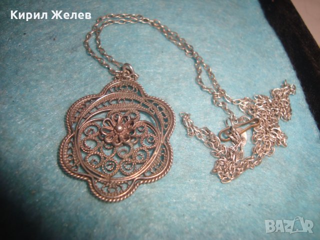 19 ВЕК СТАРИНЕН ФИЛИГРАНЕН СРЕБЪРЕН МЕДАЛЬОН и ВЕРИЖКА СРЕБРО 950 ФИНА РЪЧНА МАЙСТОРСКА РАБОТА 25884, снимка 8 - Антикварни и старинни предмети - 34852175