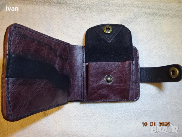 мъжки портфейл от естествена кожа /ръчна изработка/, снимка 5 - Портфейли, портмонета - 53057292