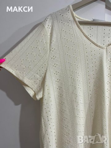Макси нежна силно еластична мека и комфортна блуза в екрю , снимка 2 - Тениски - 41910968