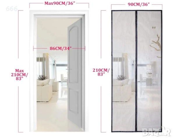 Мрежа завесa, Apalus, с магнит, Защита от насекоми, комари и мухи, десен с линии., снимка 6 - Други стоки за дома - 52888425