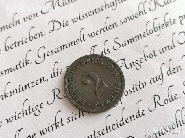 Райх монета - Германия - 2 пфенига | 1908г.; серия A
