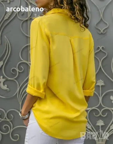 Дамска риза със самостоятелен дизайн с елегантна яка с ревер, 8цвята , снимка 12 - Ризи - 49816344