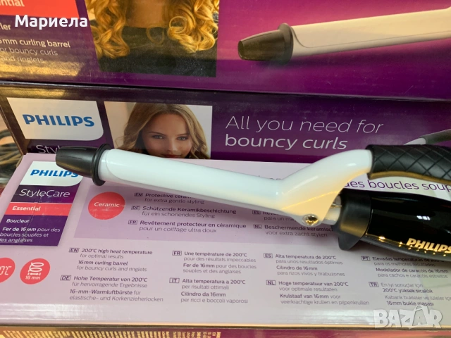 Маша за коса Philips - BHB862/00, 200°C, 16 mm, черна/бяла, снимка 6 - Маши за коса - 53604176