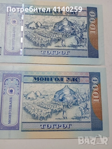 МОНГОЛИЯ БАНКНОТИ 1000 ТУГРИК 2013-2020 Г , снимка 4 - Нумизматика и бонистика - 53453784