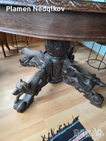 Стара маса масив с орнаменти., снимка 3 - Маси - 50309544