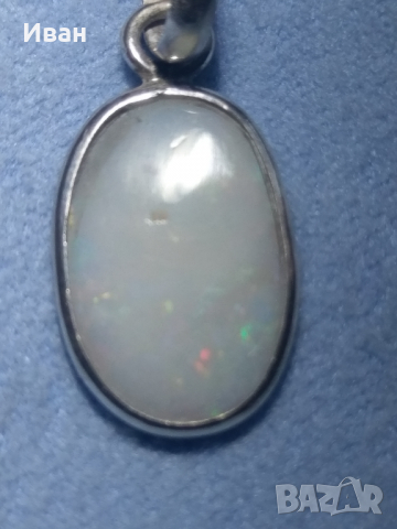 Сребърен медальон с Опал 2.10кт, снимка 3 - Колиета, медальони, синджири - 36243015