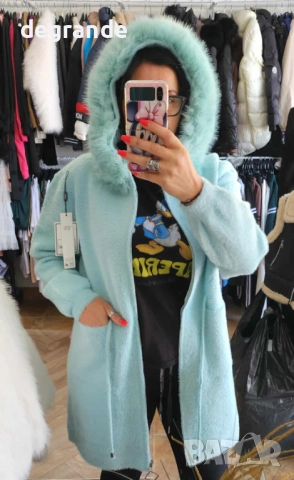 Цвят Мента Кашмирена Жилетка, снимка 2 - Жилетки - 51869099