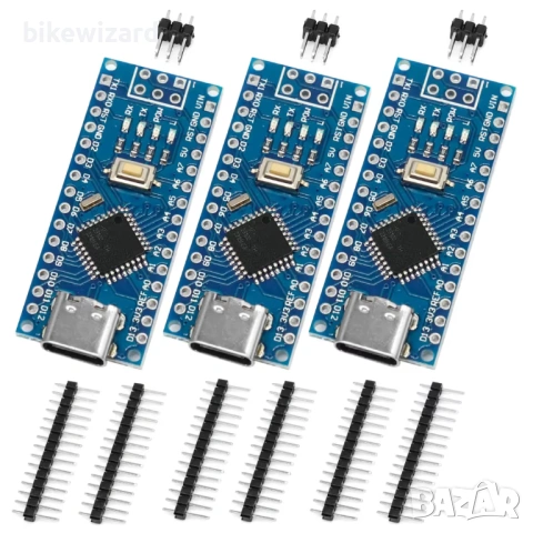 3 БРОЯ Контролерна платка CH340 с Nano Type-C конектор 5V/16MHz – съвместима с Arduino IDE 