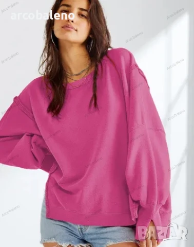 Свободен дамски суичър тип пачуърк с обло деколте, 5цвята , снимка 12 - Суичъри - 44867827