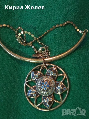 РАЗКОШНА ПОЗЛАТЕНА ДИЗАЙНЕРСКА БУТИКОВА МАРКОВА СКЪПОЦЕННА ОГЪРЛИЦА АРТ ДЕКО СТИЛ КОЛИЕ 27966