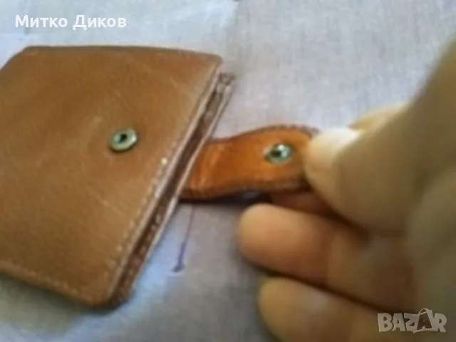 Портфейл от соца кафяв  естествена кожа като нов 125х110мм вътрешен цип, снимка 3 - Портфейли, портмонета - 49600287