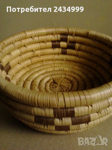 Африканска крьгла кутия от растителна материя., снимка 3 - Колекции - 34397682