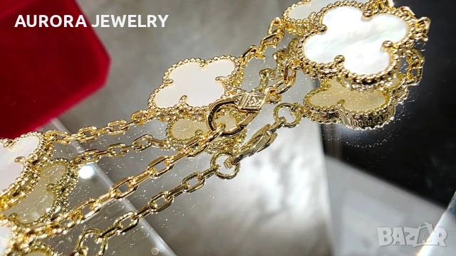 Van Cleef & Arpels VCA 5 Motifs Gold Mother of Pearl Vintage Alhambra Дамска Гривна, снимка 9 - Гривни - 53344895