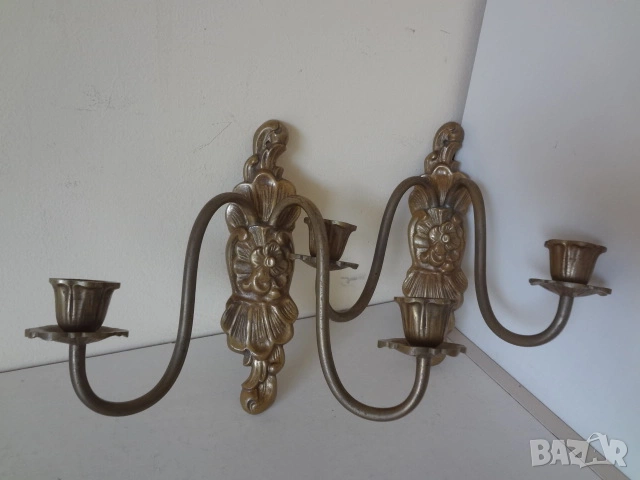 2 бр. бронзови свещника, снимка 2 - Антикварни и старинни предмети - 53528513